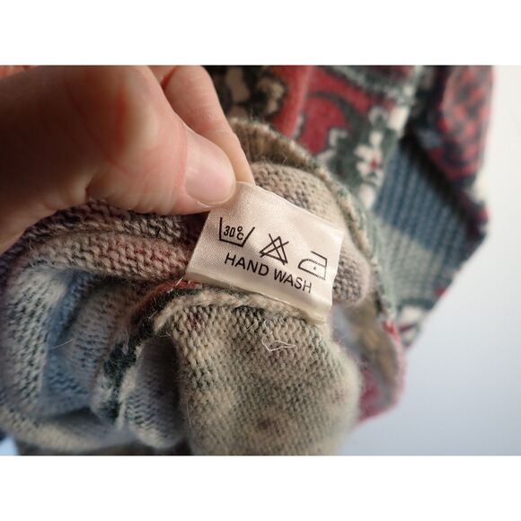 Feminin Ladies High Fashion Christmas Patchwork Sweater Large Lambswool Angora - Picture 9 of 10